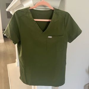 Figs XS Dark Olive Catarina™ One-Pocket Scrub Top.